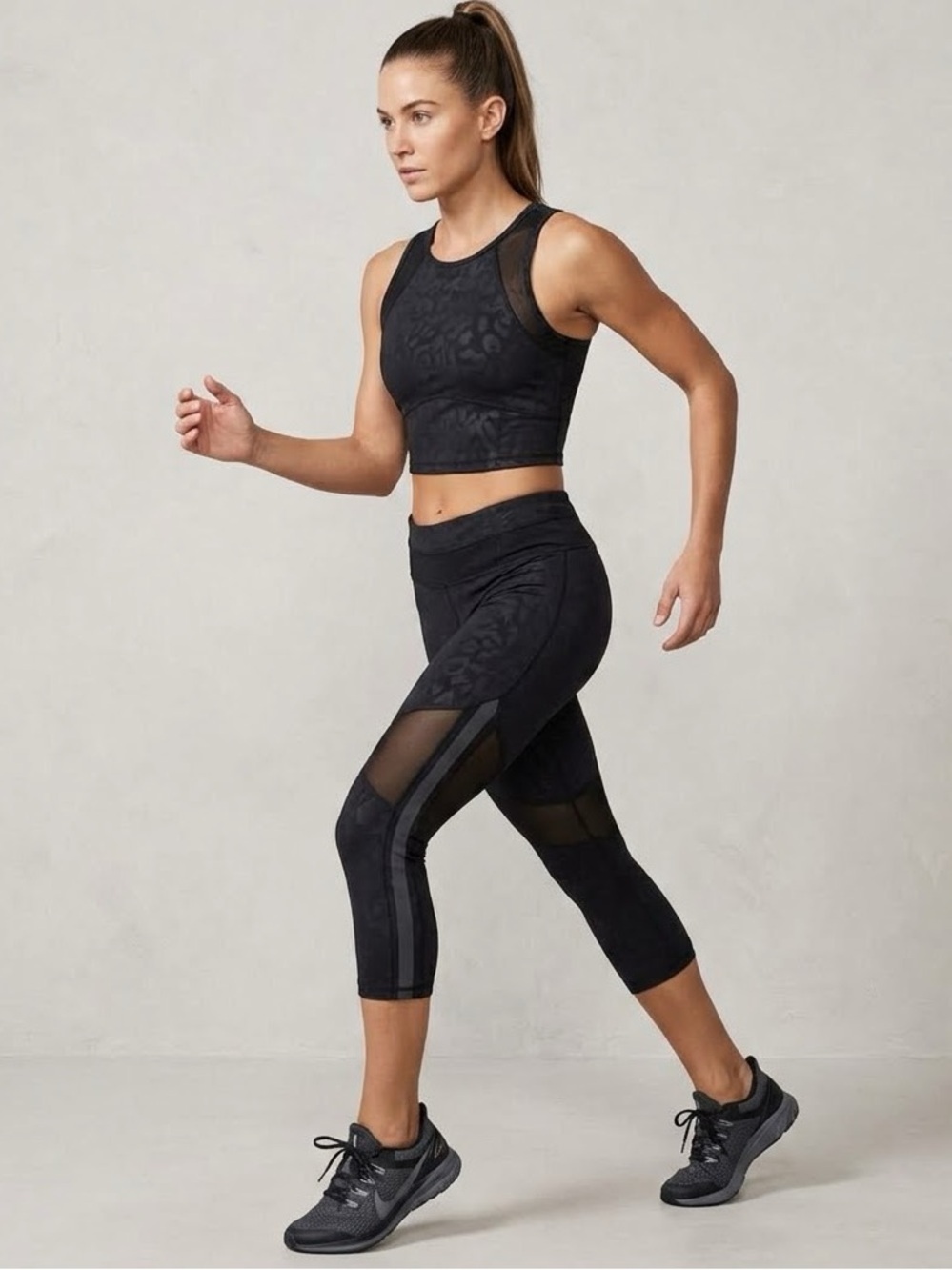 Lululemon  Cropped Leggings with Mesh Panels